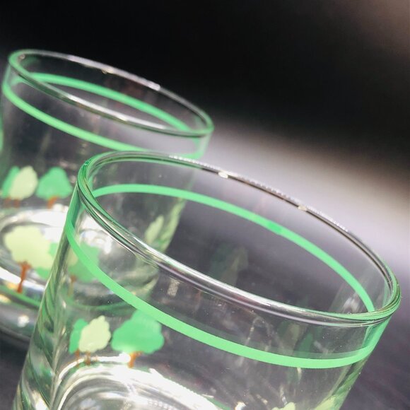 Vintage Green Tree Whiskey Lowball Glass Tumbler- Set of 2 :Novelty Barware - Picture 6 of 10